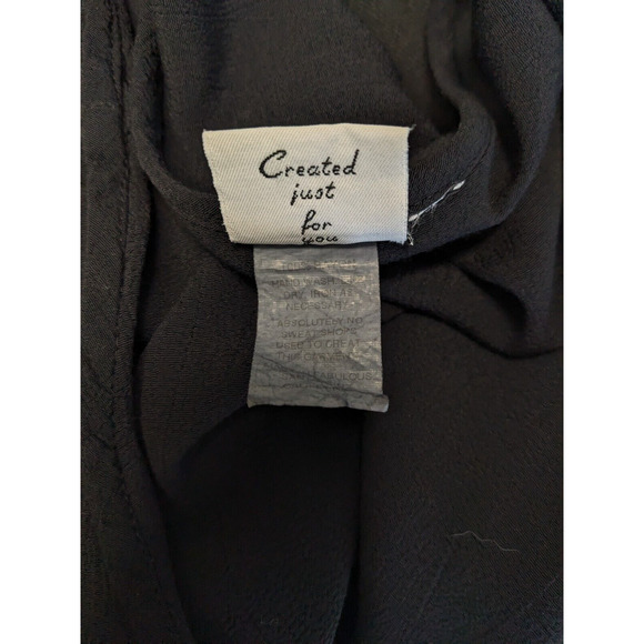 Christine Damen Size Small Sheer Hem Shirt Blouse Black 100% Rayon Long Sleeves - Picture 10 of 11